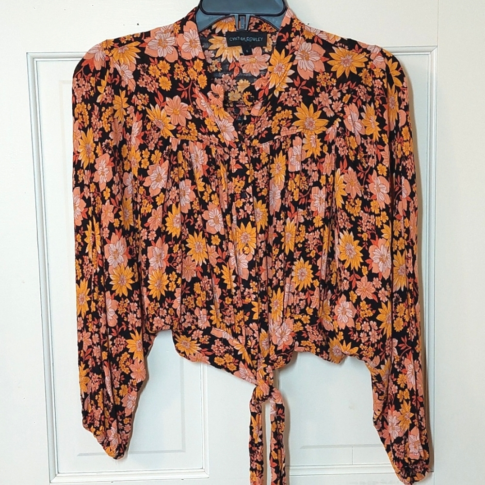 Cynthia Rowley Gauzy Floral Crop Top, Size S